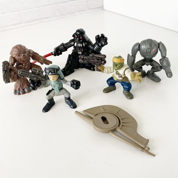 Star Wars Galactic Heroes Figures Lot Chebacca Darth Vader Battle Droid Boba - Picture 1 of 9